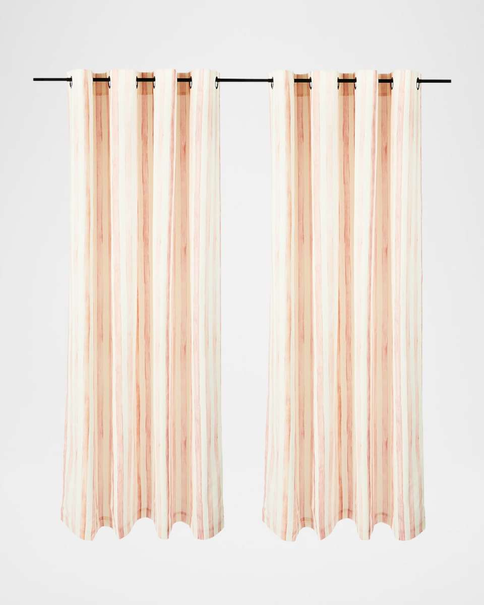 Rosy Stripe Light-Filtering Curtain Panel with Grommet Top, 52" x 84"